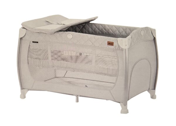 Hauck Reisebett Play N Relax Center mit Wickelauflage, höhenverstellbar und seitlichem Einstieg - Quilted Grey