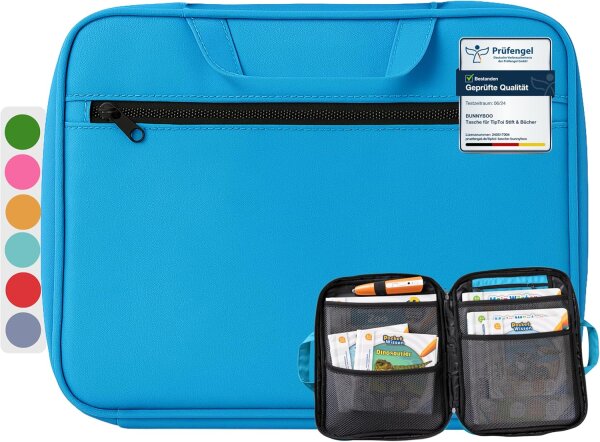 bunnyboo TipToi Tasche -  Platz für bis zu 8 Bücher - mit Einsatz , Kabel und Batteriefach - Tasche für TipToi Stift gehört in jedes Starterset (Blau)