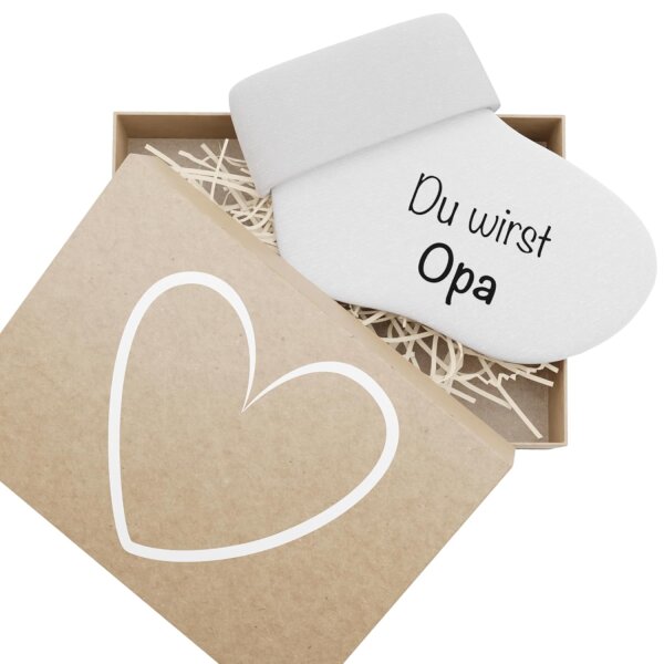 bunnyboo Schwangerschaft verkünden - Babysocken mit verschiedenen Aufdrucken und Geschenkbox (Du wirst Opa)