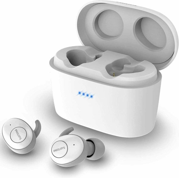 Philips In Ears Kopfhörer SHB2515WT/10 Kopfhörer In Ear (Bluetooth, Integriertes Mikrofon, Hohe Akkulaufzeit, Geräuschunterdrückung, 3 Ohrkappentypen), weiß