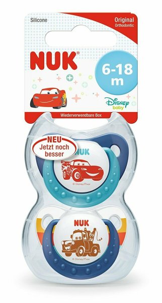 NUK 10176169 Disney Pixar Cars Trendline Schnuller kiefergerechte Form, 6-18M 2x 2er Pack