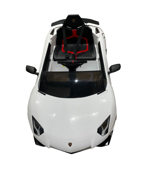 Elektrische Fahrt mit dem Auto Lamborghini Aventador Weiss, original lizenziert, batteriebetrieben, Türen öffnen, 2X Motor, 12-V-Batterie, 2,4-GHz-Fernbedienung, weiche Eva-Räder, Federung, sanfter Start