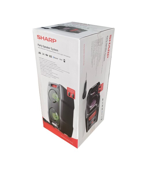 SHARP PS-929 Bluetooth Party-Lautsprecher (180 Watt, integrierter Akku mit 13 Stunden Spielzeit, Super Bass, LED-Lichteffekte, inkl. Mikrofon), schwarz