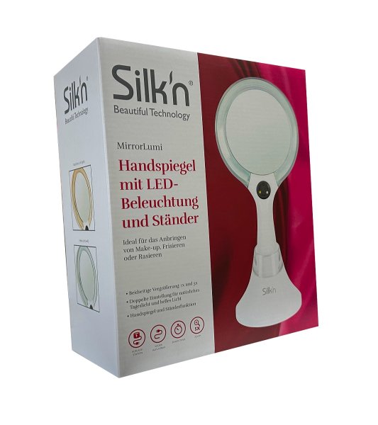 Silkn MirrorLumi - Make-up-Spiegel mit LED-Beleuchtung - Stand- oder Handspiegel