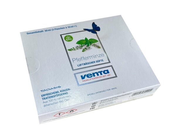 Venta Bio-Duft Pfefferminze, 100 % Natürliche Bio-Öle, 3 x 10 ml