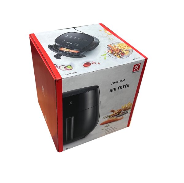 ZWILLING Air Fryer / Heißluftfritteuse, 4 L, 6 Programme, 1.400 Watt, Frittieren, Garen und Backen ohne Fett, inkl. Rezeptbuch, Schwarz